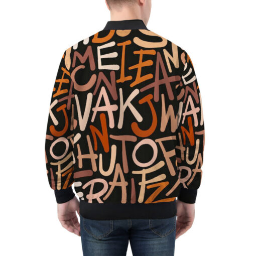 Hand Drawn Brown Letters Bomber Jacket - Image 2