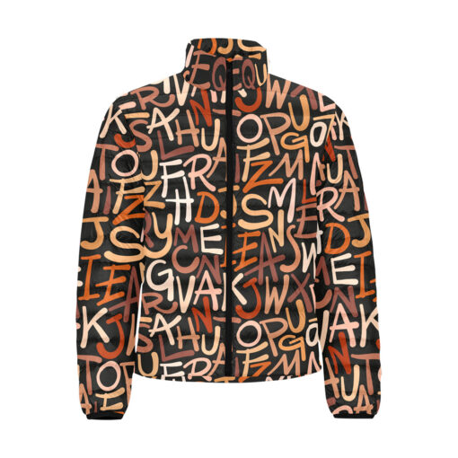 Hand Drawn Brown Letters Men's Padded Jacket