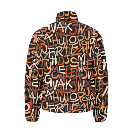 Hand Drawn Brown Letters Men's Padded Jacket - Image 2