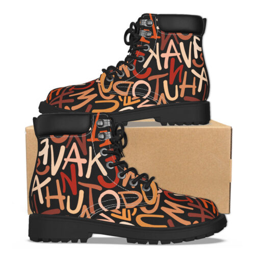 Hand Drawn Brown Letters Classic Boots