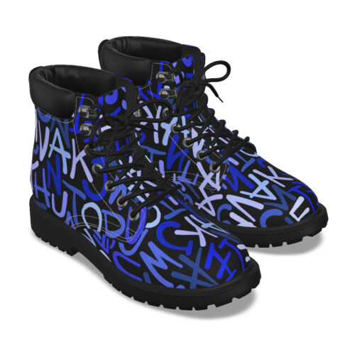 Hand Drawn Blue Letters Classic Boots - Image 3