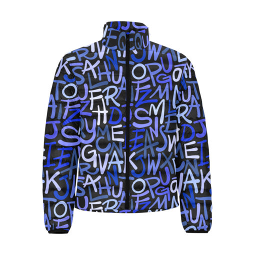 Hand Drawn Blue Letters Men's Padded Jacket