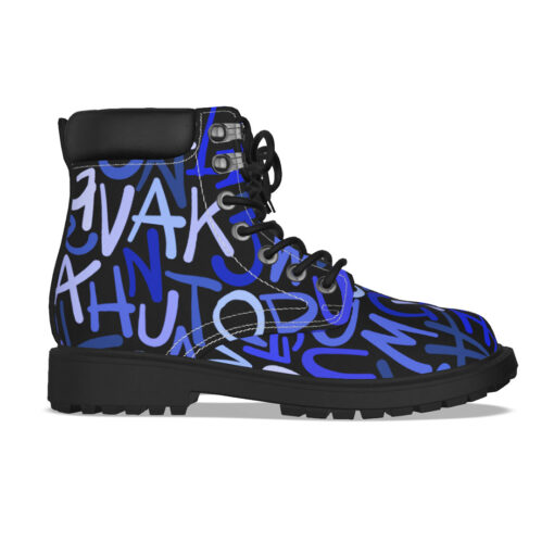 Hand Drawn Blue Letters Classic Boots - Image 4