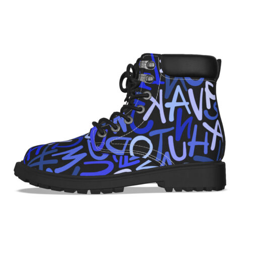 Hand Drawn Blue Letters Classic Boots - Image 6