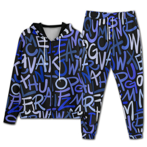 Hand Drawn Blue Letters Men's Tracksuit