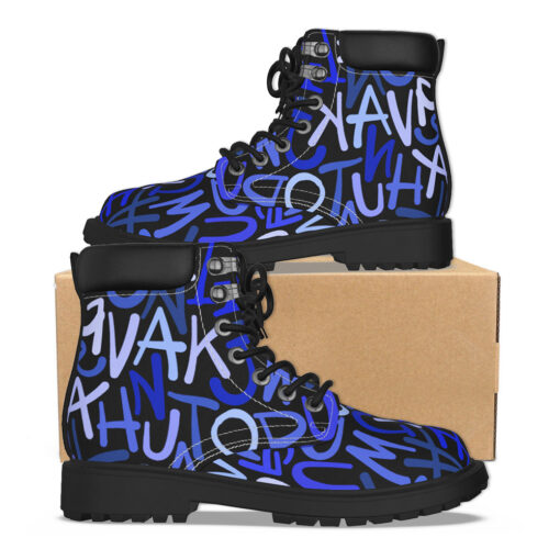 Hand Drawn Blue Letters Classic Boots