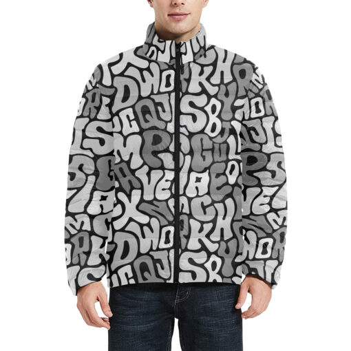 Gray Letters Men's Padded Jacket - Image 3