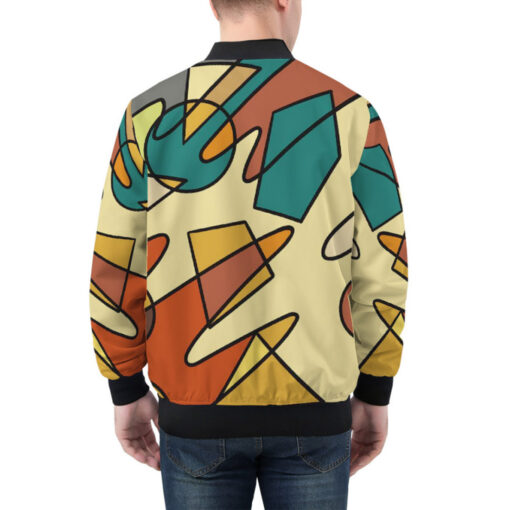 Triangle Circles Retro Doodles Bomber Jacket - Image 2