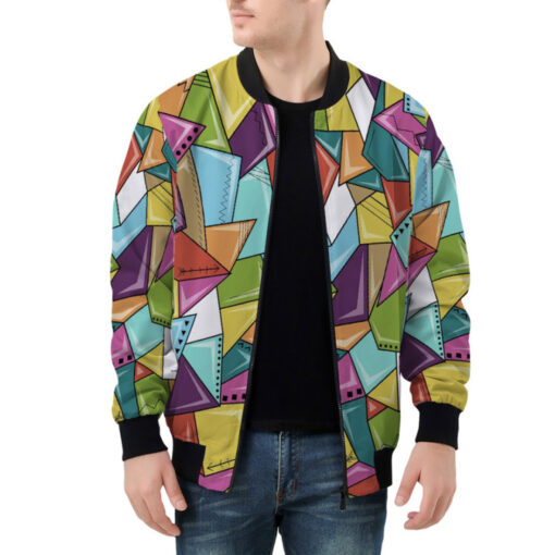 Colorful Mosaic Geometric Bomber Jacket