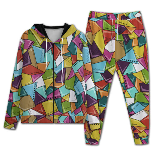 Colorful Mosaic Geometric Men's Tracksuit