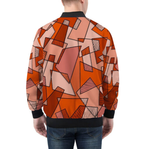 Mosaic Geometric Red Bomber Jacket - Image 2