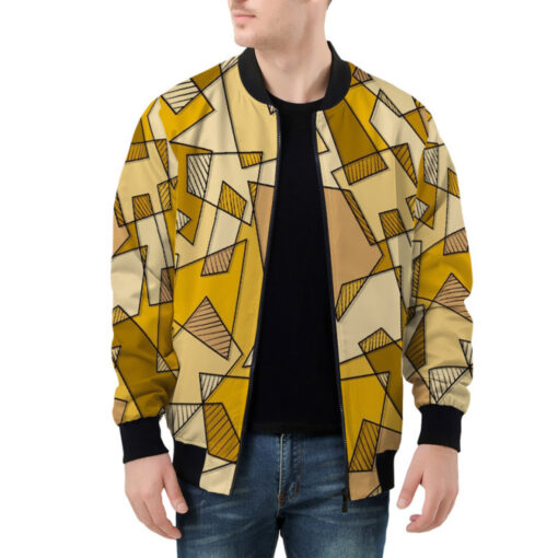 Mosaic Geometric Yellow Bomber Jacket