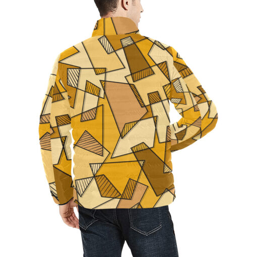 Mosaic Geometric Yellow Men's Padded Jacket - Image 4