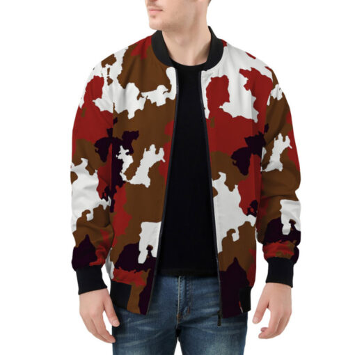 Red Brown Camouflage Bomber Jacket