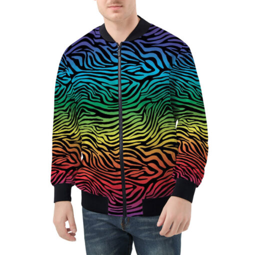 Colorful Zebra Bomber Jacket - Image 3