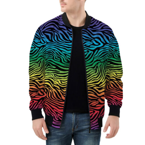 Colorful Zebra Bomber Jacket