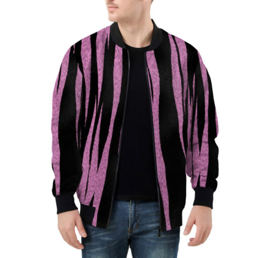 Purple Tiger Stripes Bomber Jacket