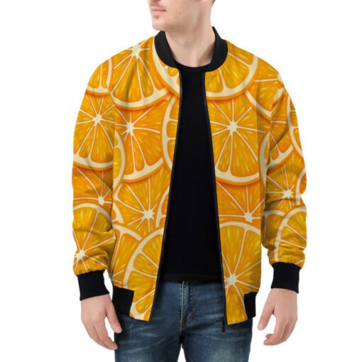 Orange Fruit Slice Bomber Jacket