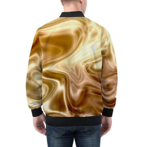 Elegant Luxury Gold Satin Bomber Jacket - Image 2