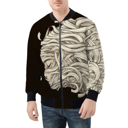 Mummy Woman Face Art Bomber Jacket - Image 3