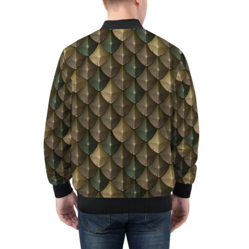 Brown Dragon Reptile Scale Bomber Jacket - Image 2