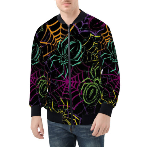 Colorful Spiders Spiderweb Bomber Jacket - Image 3