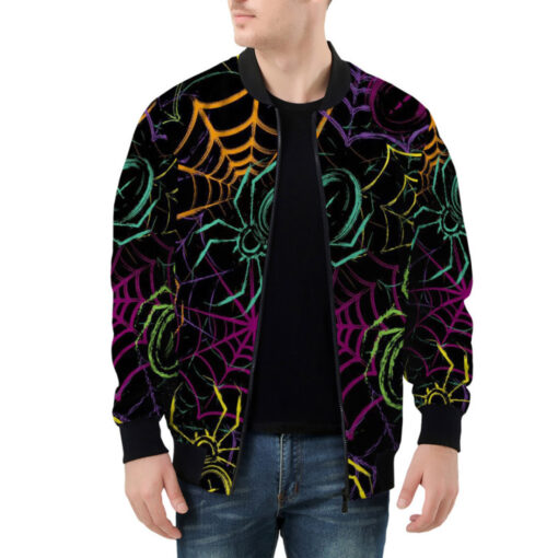 Colorful Spiders Spiderweb Bomber Jacket