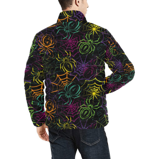 Colorful Spiders Spiderweb Men's Padded Jacket - Image 4