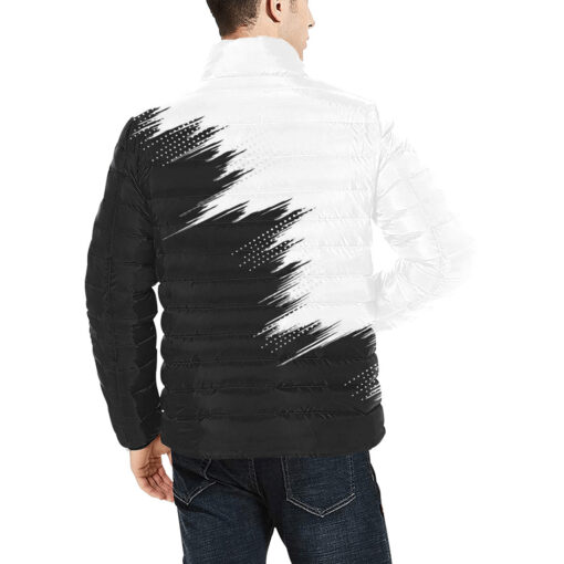 Black White Modern Grunge Men's Padded Jacket - Image 4