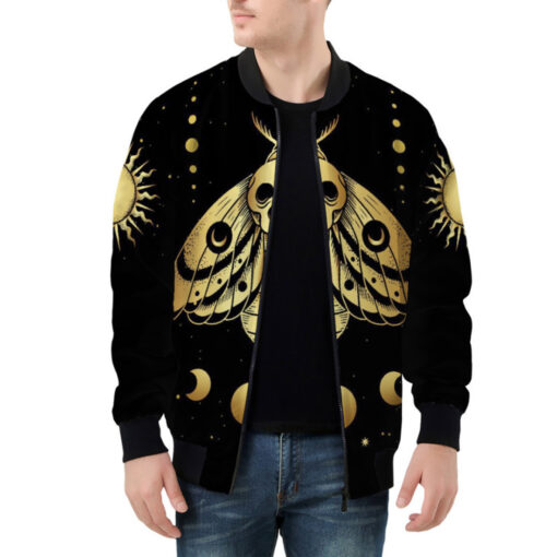 Esoteric Death Moth Moon and Sun Bomber Jacket