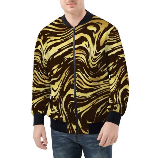 Shiny Golden Marble Bomber Jacket - Image 3