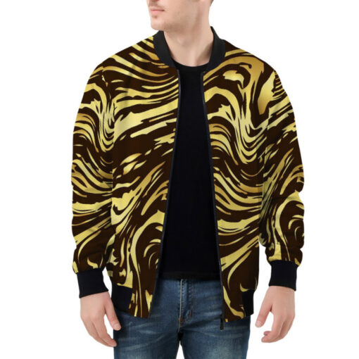 Shiny Golden Marble Bomber Jacket