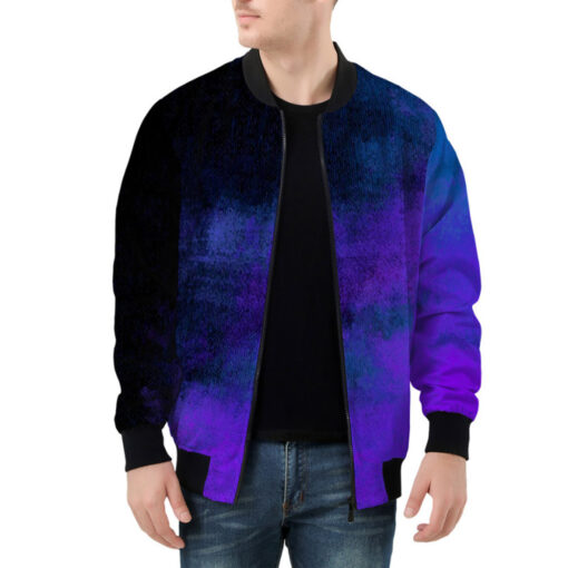 Abstract Blue Grunge Bomber Jacket