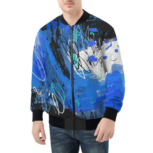 Modern Trendy Art Abstraction Bomber Jacket - Image 3