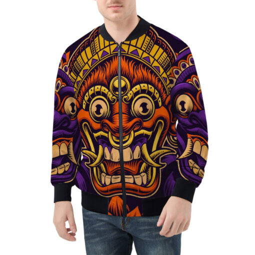 Traditional Bali Masks Bomber Jacket - Image 3