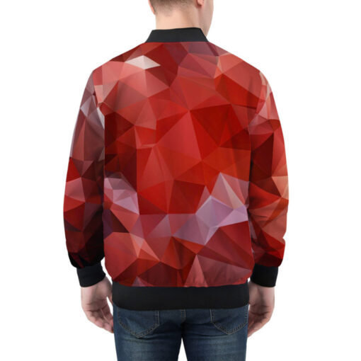 Polygonal Red Geometric Bomber Jacket - Image 2