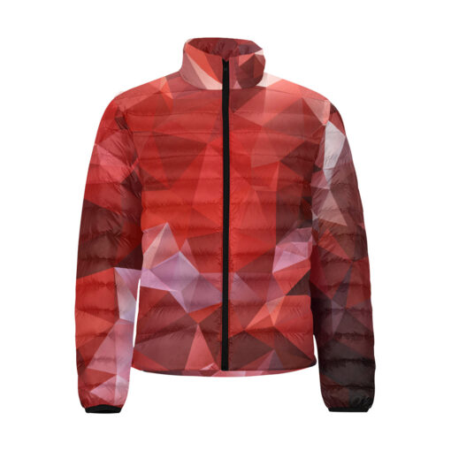 Polygonal Red Geometric Men's Padded Jacket