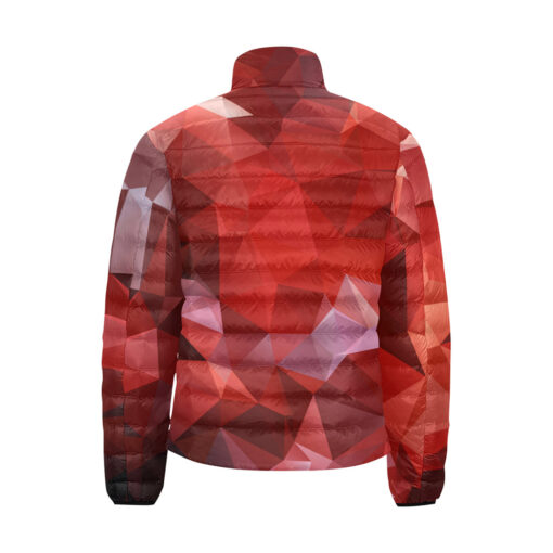 Polygonal Red Geometric Men's Padded Jacket - Image 2