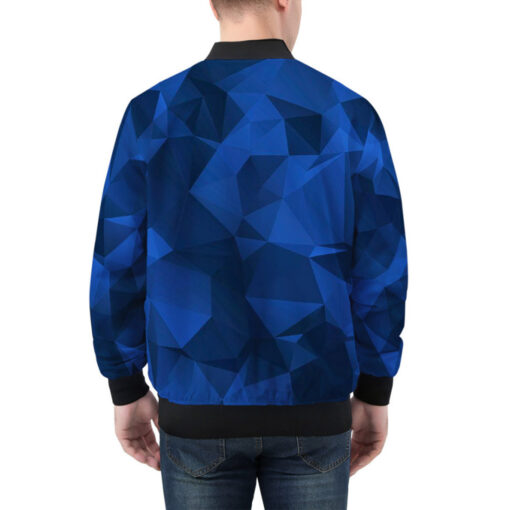 Polygonal Blue Geometric Bomber Jacket - Image 2