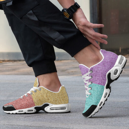 Colored Sackcloth Patchwork Cushion Air Sneakers - Image 2