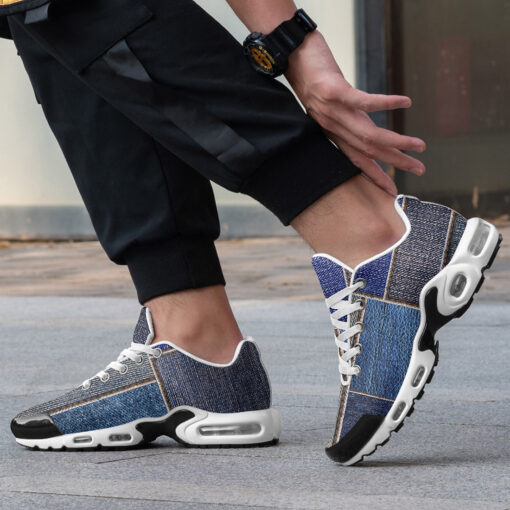 Blue Denim Patchwork Cushion Air Sneakers - Image 2