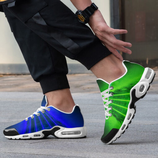 Green Blue Futuristic Neon Cushion Air Sneakers - Image 2