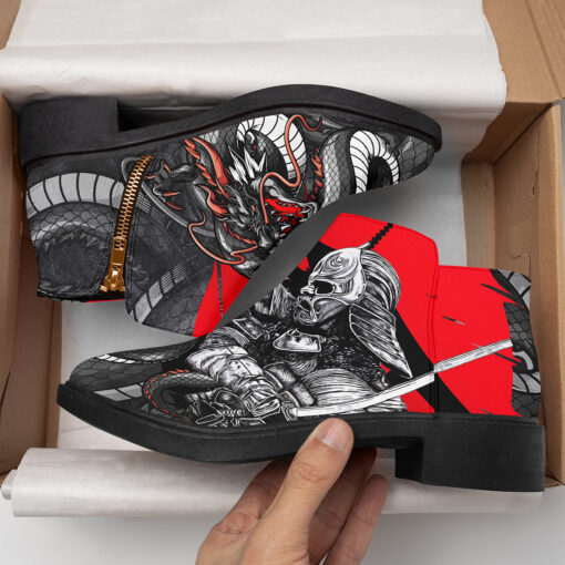 Japanese Dragon and Samurai Fashion Boots