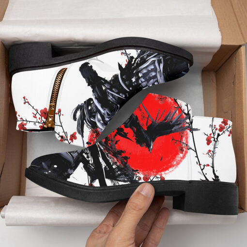 Samurai Sakura Red Sun Fashion Boots