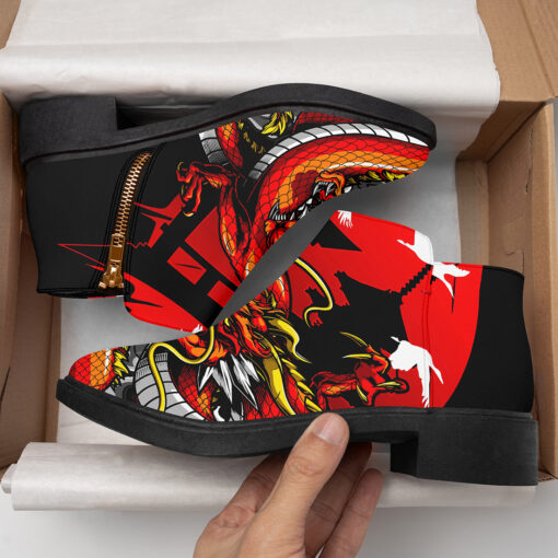 Japanese Red Dragon Fashion Boots