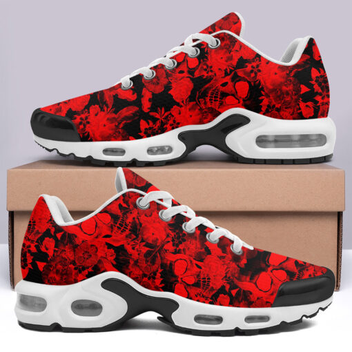 Red Skulls Flowers Cushion Air Sneakers - Image 3