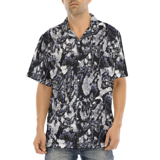 Snake Skin Texture Blue Hawaiian Shirt