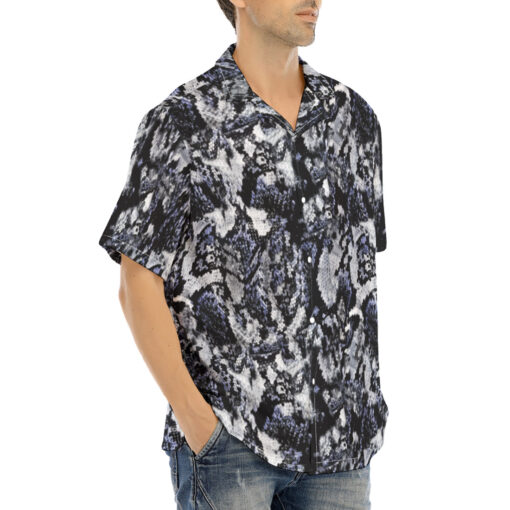 Snake Skin Texture Blue Hawaiian Shirt - Image 2