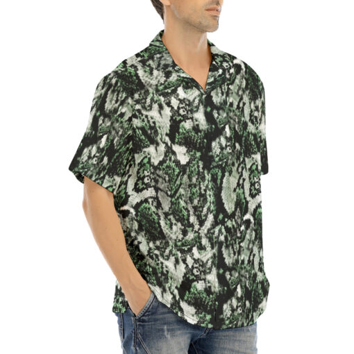 Snake Skin Texture Green Hawaiian Shirt - Image 2