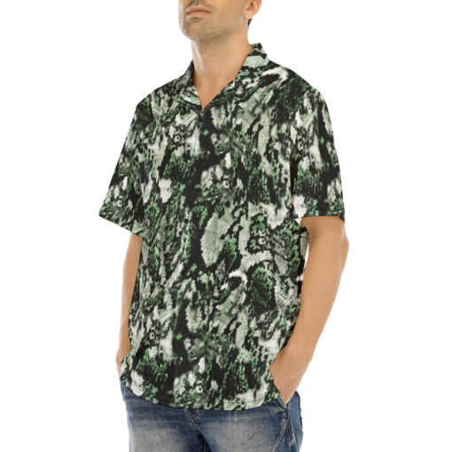 Snake Skin Texture Green Hawaiian Shirt - Image 3